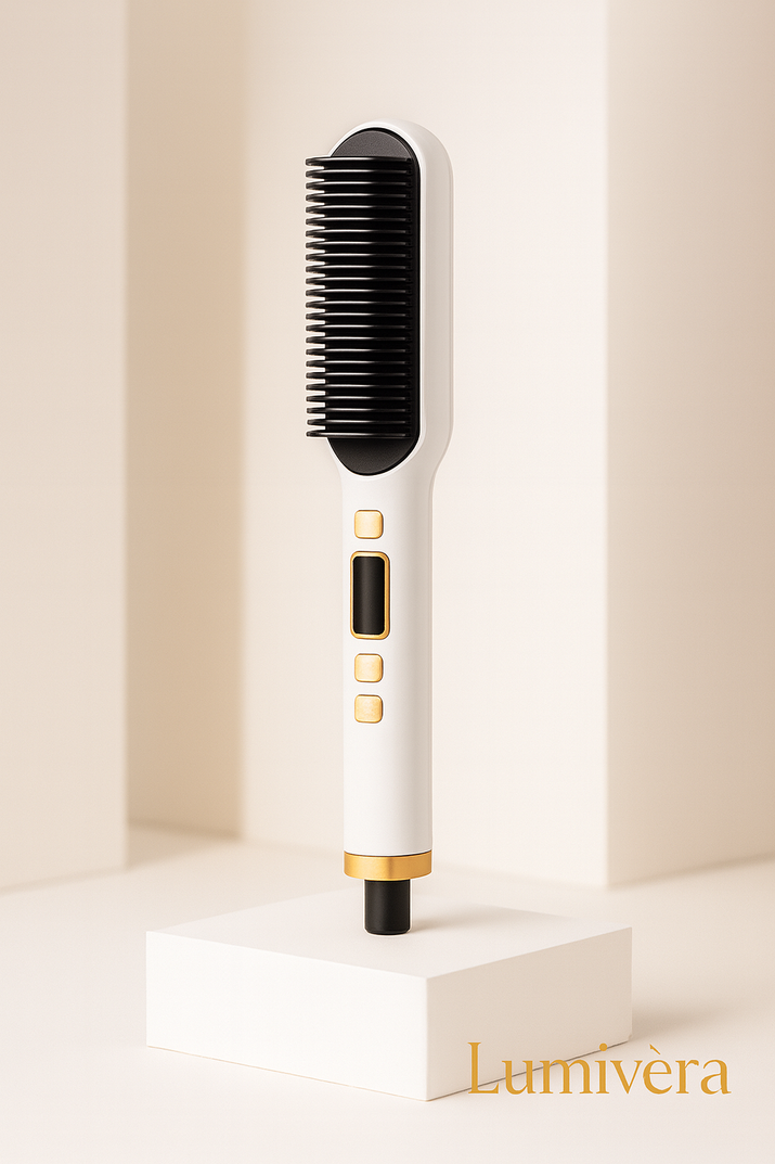 LCD Hair Straightening Comb with Dual-Use Curling Iron