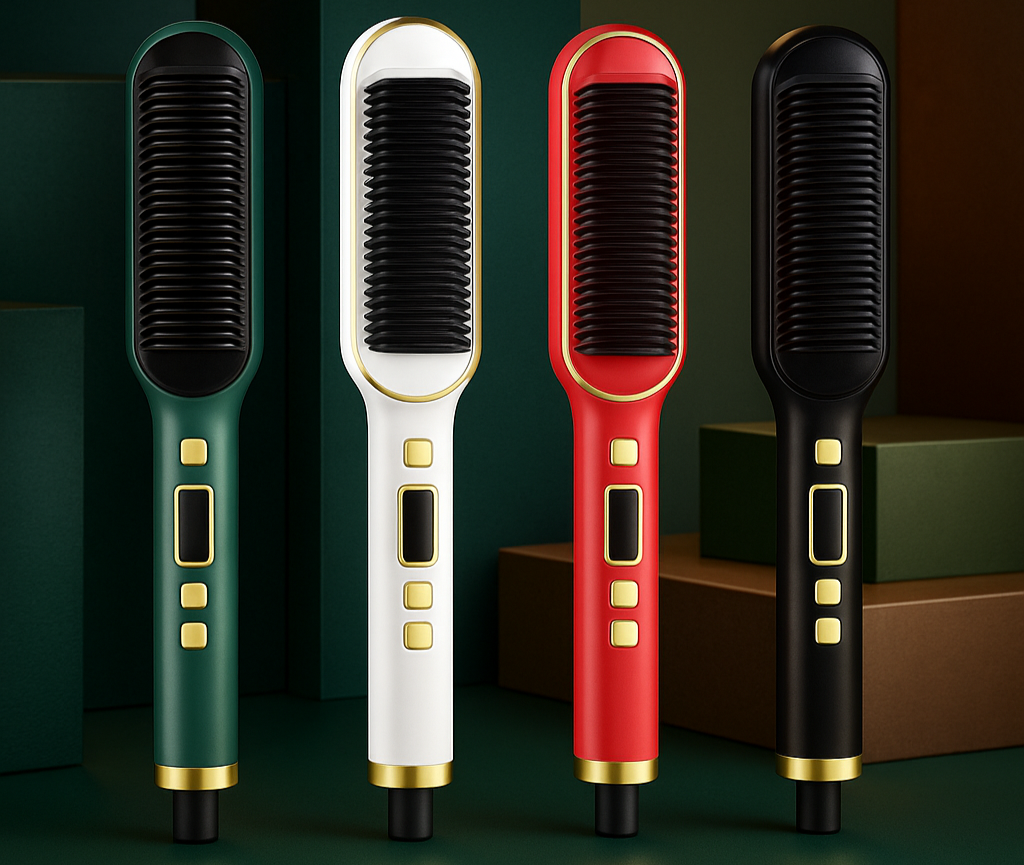 LCD Hair Straightening Comb with Dual-Use Curling Iron