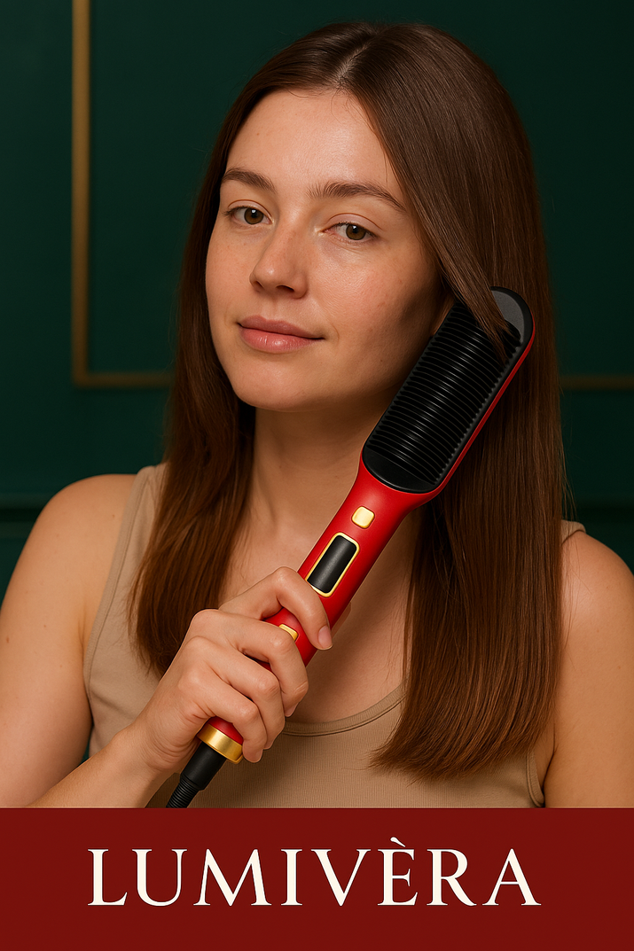 LCD Hair Straightening Comb with Dual-Use Curling Iron