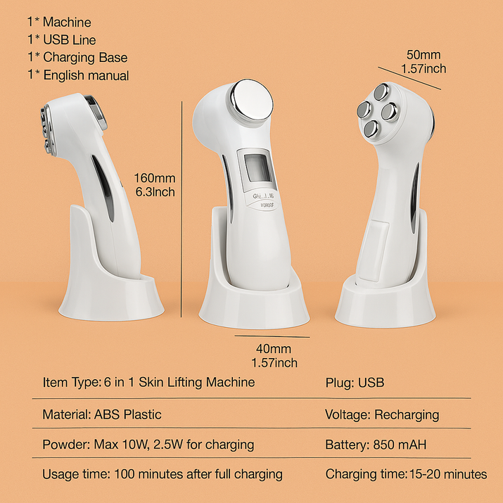 6-in-1 LED Skin Massage Beauty Device