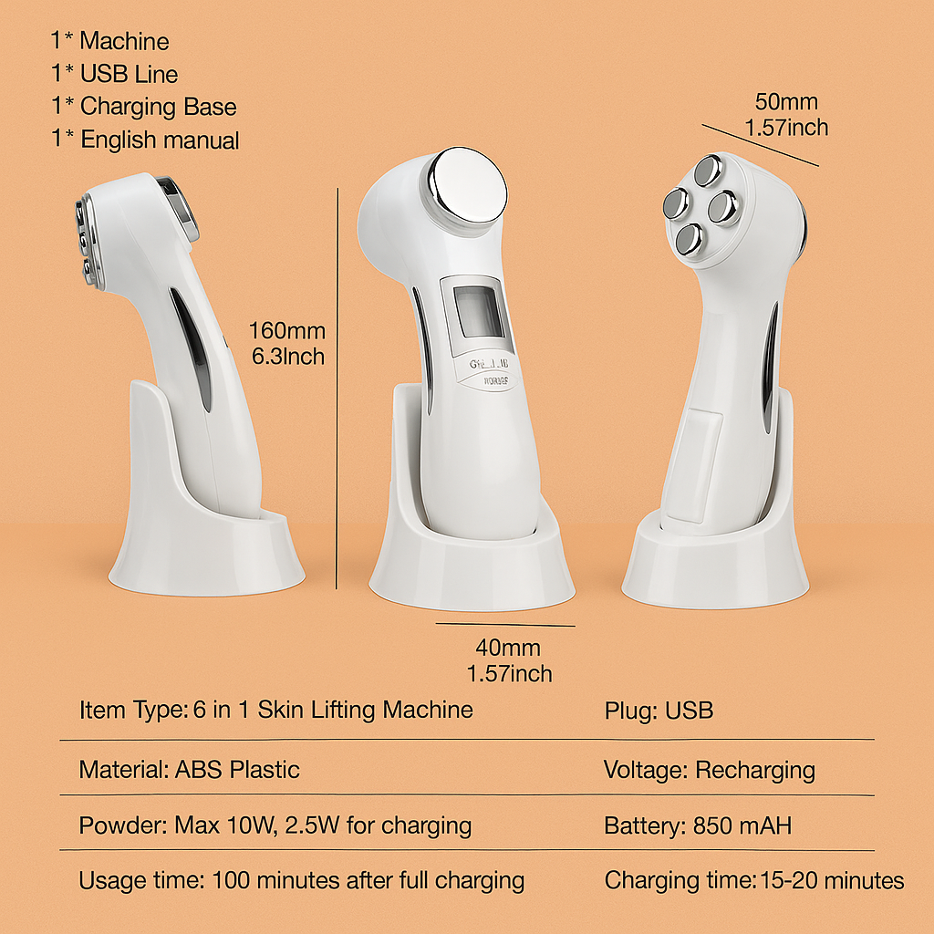 6-in-1 LED Skin Massage Beauty Device