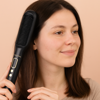 LCD Hair Straightening Comb with Dual-Use Curling Iron